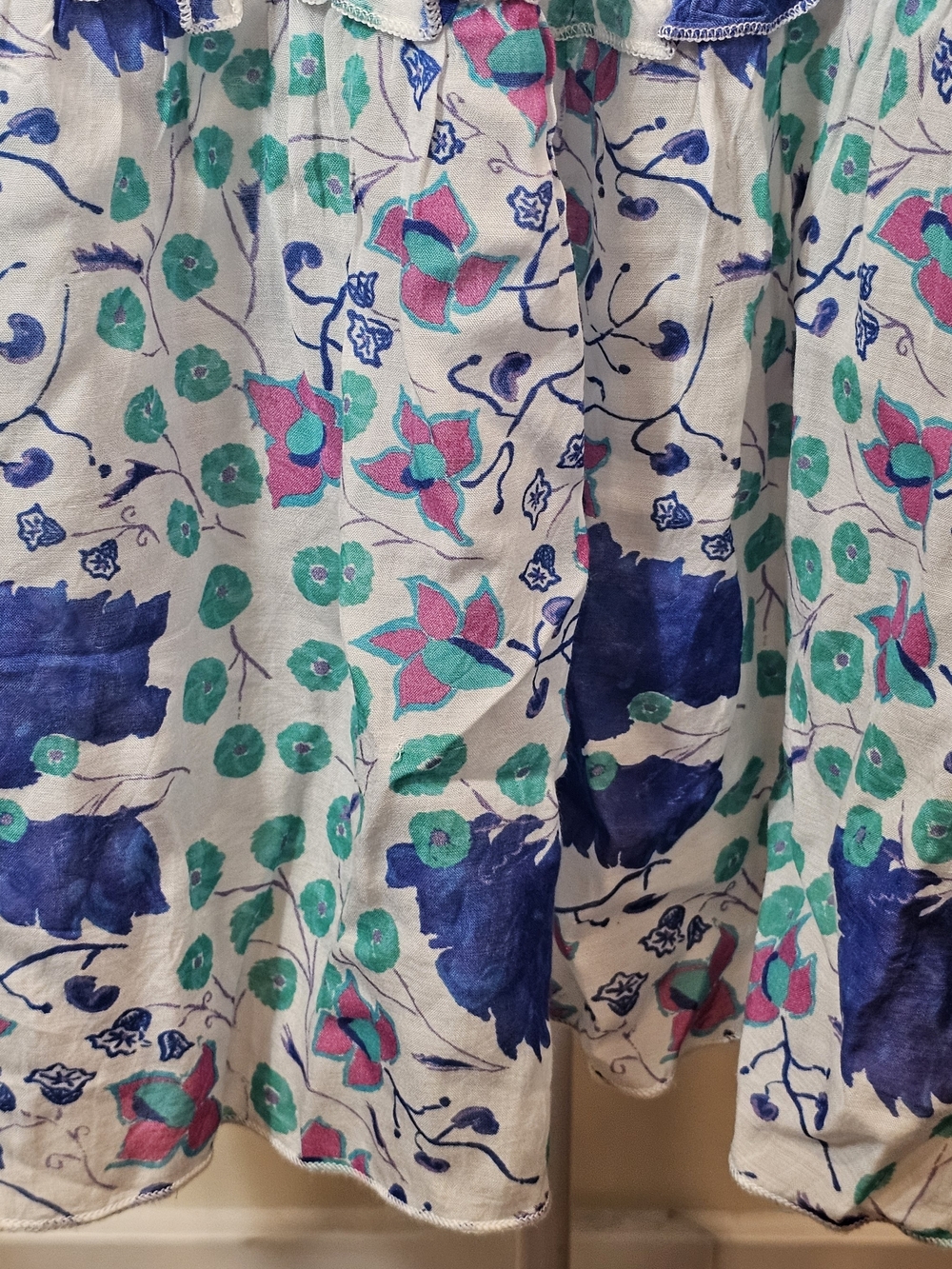 Oliphant Tiered Floral Midi Dress Size M 100% Cotton Silk Blend Floral Boho - Picture 6 of 13